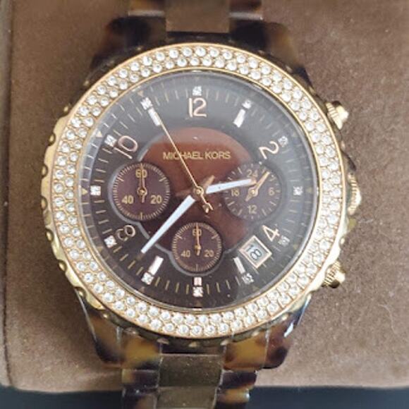 Michael Kors Ladies Rose Gold Watch Tortoise Shell and Rose Gold Band MK5416 - Picture 1 of 9
